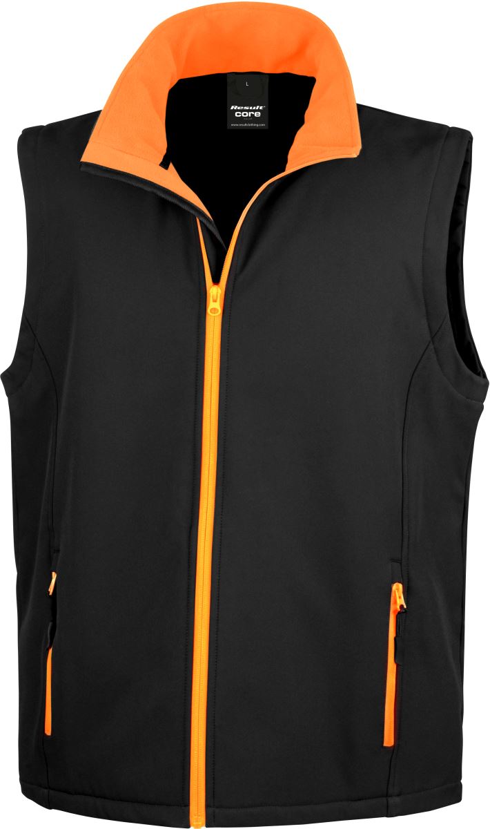 Levně Pánská 2-vrstvá softshellová vesta "Printable" - black/orange