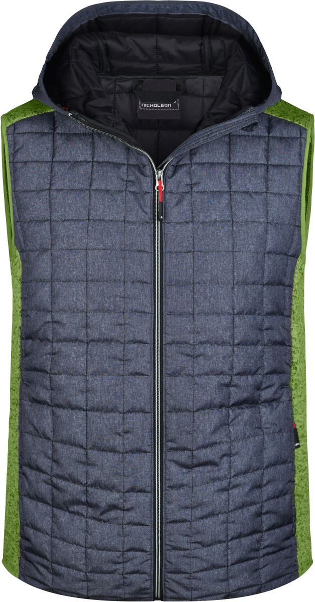 Levně Pánská pletená hybridní vesta - kiwi melange/anthracite melange