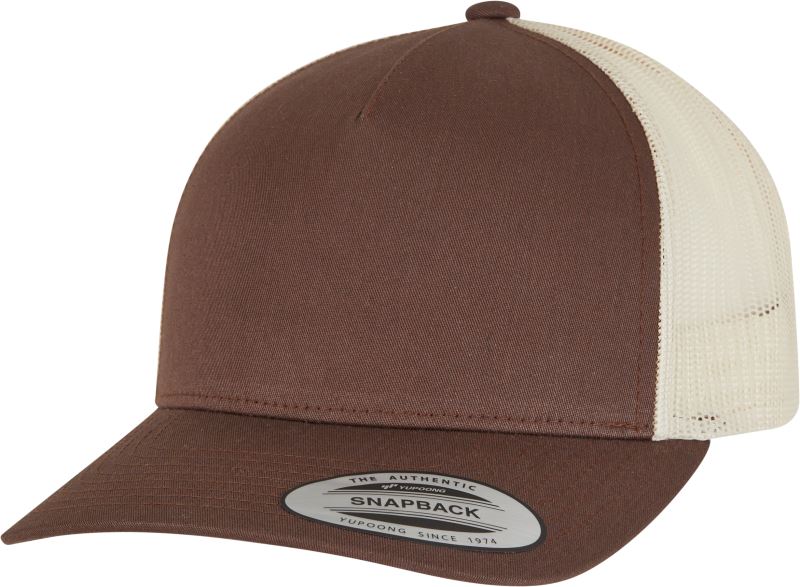 Levně 5 panelová Retro Trucker kšiltovka - mustang/beige