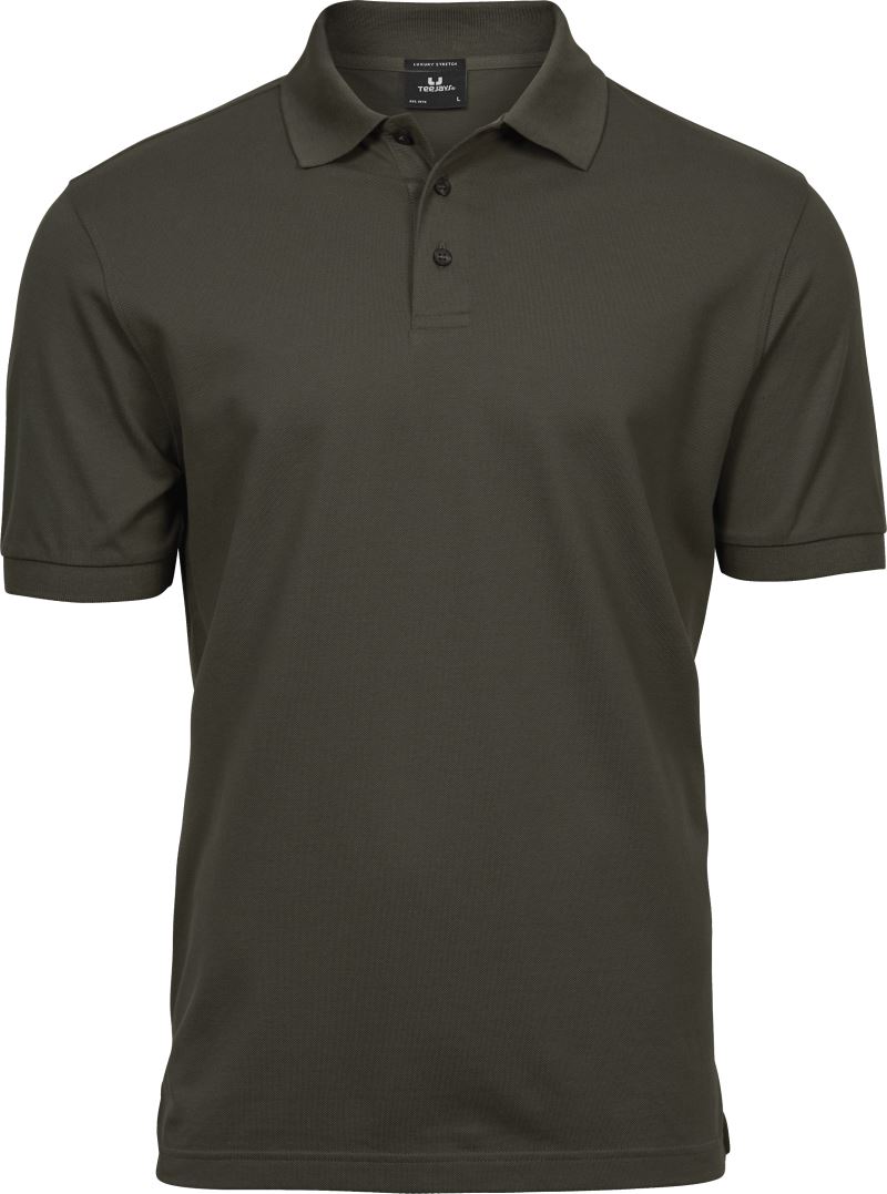 Levně Pánské luxusní strečové piqué polo z těžké bavlny - dark olive