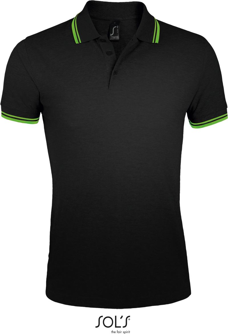 Levně Pánské piqué polo - black/lime