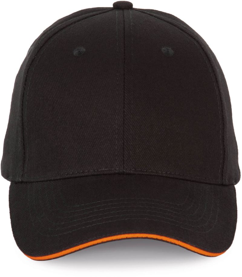 6 panelová sandwich kšiltovka - black/orange