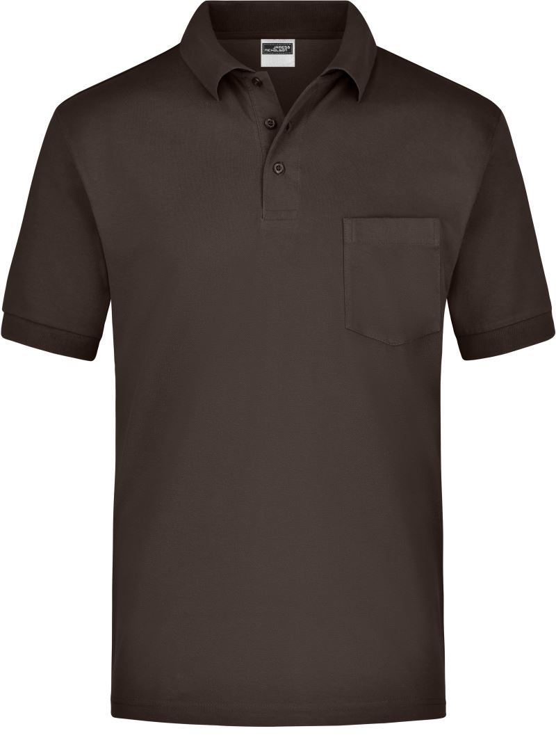 Levně Piqué polo s náprsní kapsou - brown