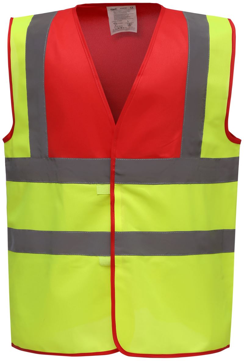 Levně Hi-Vis bezpečnostní vesta - red/hi vis yellow