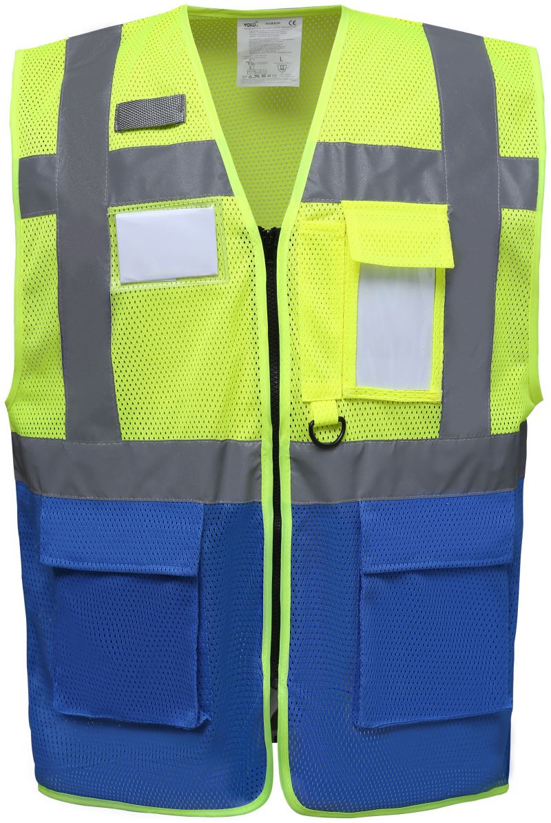 Hi-Vis síťovaná bezpečnostní vesta - hi vis yellow/royal blue