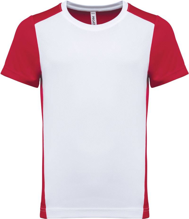 Levně Dětské kontrastní sportovní tričko - white/red