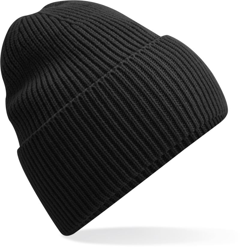 Levně Dlouhá pletená čepice s manžetou - black