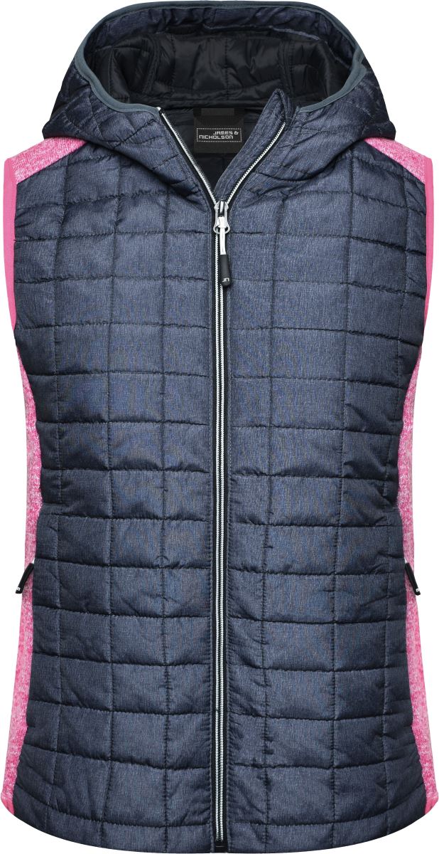 Levně Dámská pletená hybridní vesta - pink melange/anthracite melange