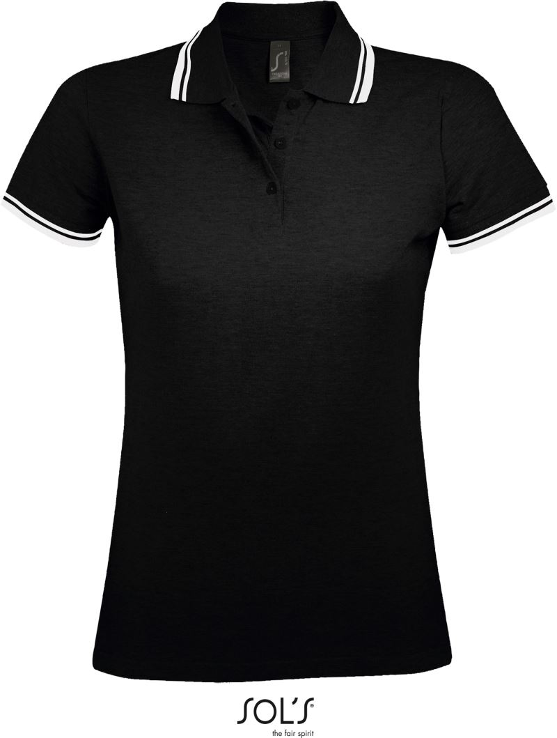 Levně Dámské piqué polo - black/white