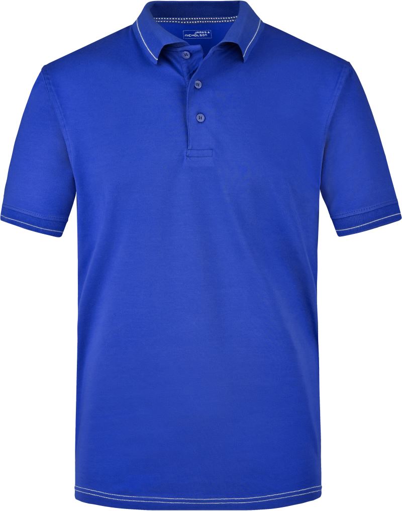 Levně Pánské žerzejové elastické polo - royal/white