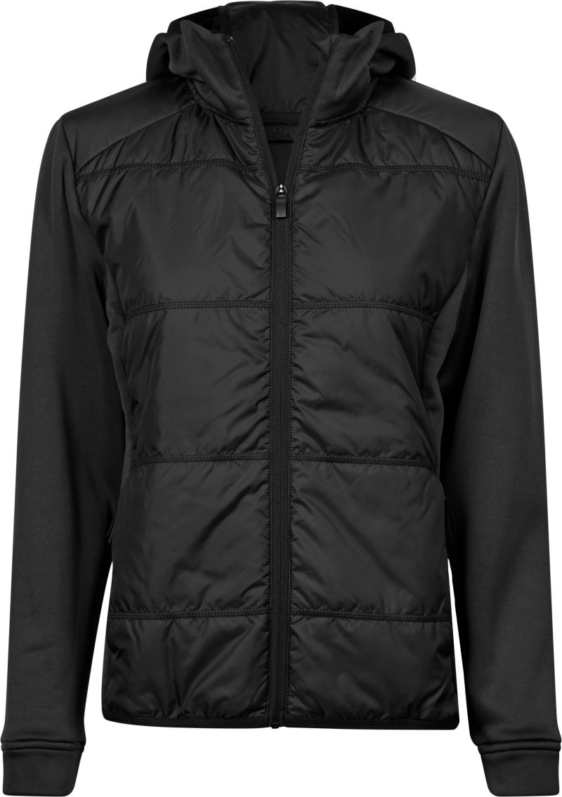 Levně Dámská hybridní strečová bunda s kapucí - black/black