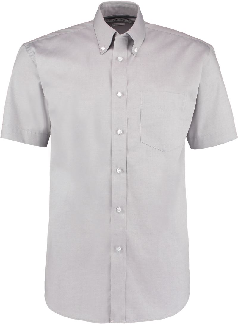 Levně Košile Oxford s krátkým rukávem - silver grey