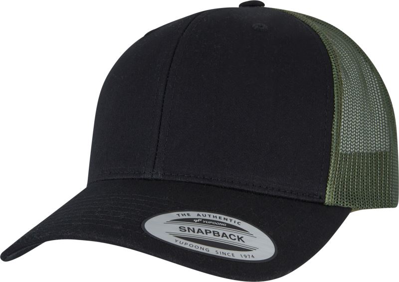 Levně 6 panelová vintage kšiltovka "Trucker" - black/loden