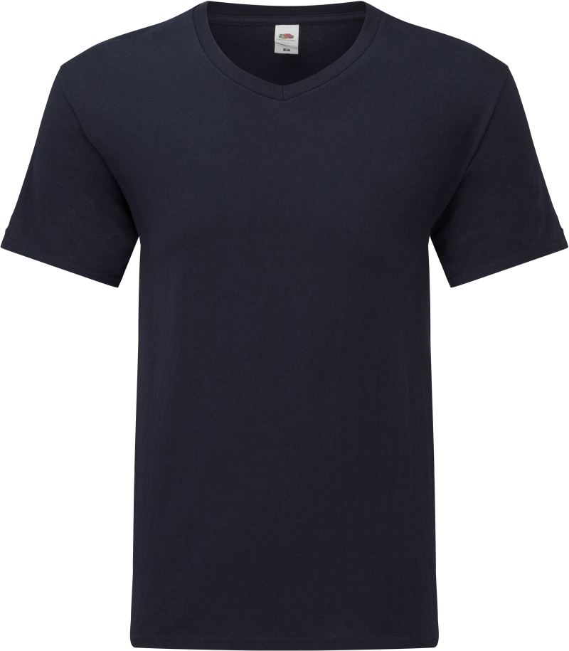 Levně Tričko s výstřihem do V - deep navy