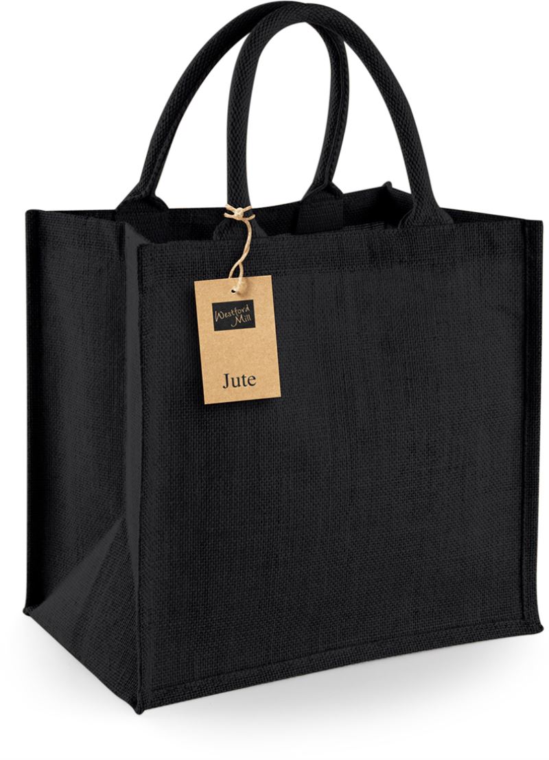 Jutová nákupní taška Midi - black/black