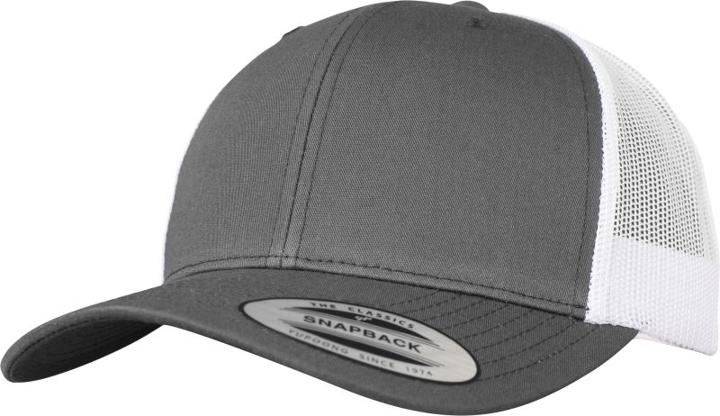 Levně 6 panelová vintage kšiltovka "Trucker" - dark grey/white