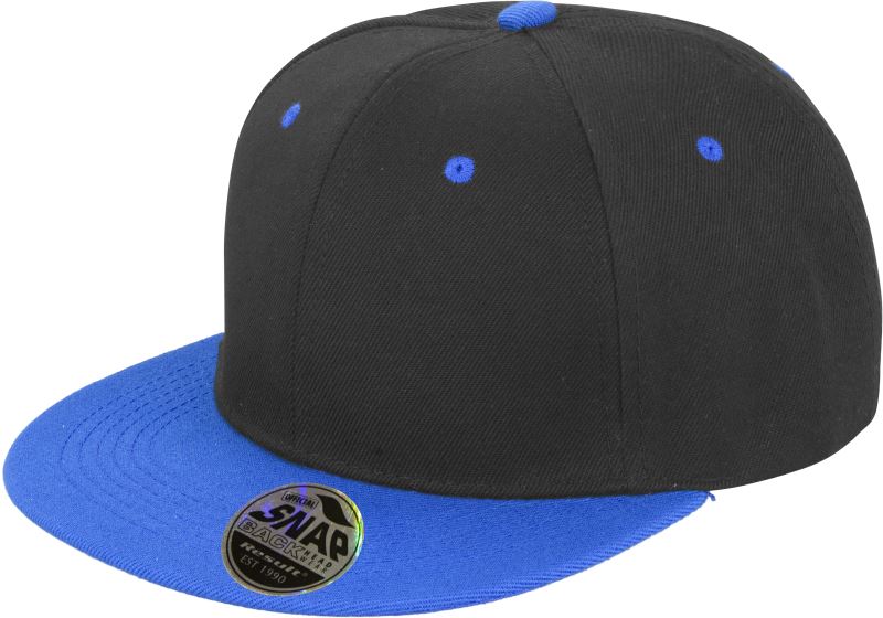 Levně 6 panelová kšiltovka s plochým kšiltem - black/azure