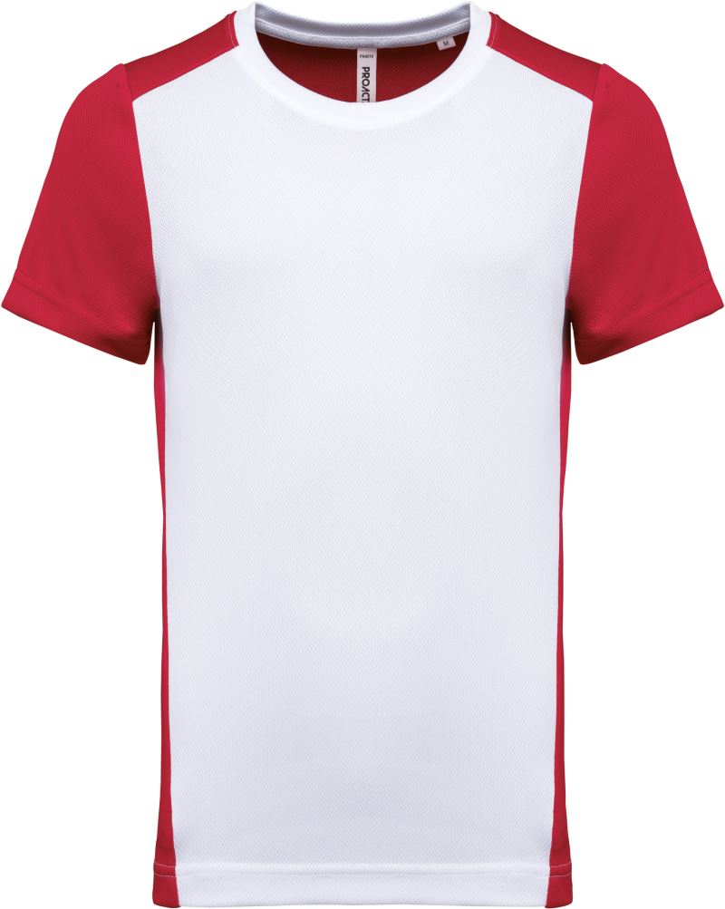 Levně Pánské kontrastní sportovní tričko - white/red