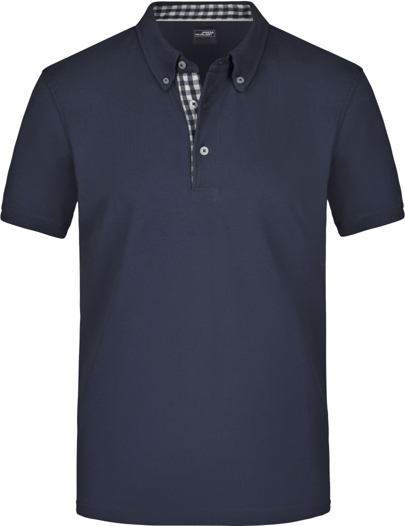 Levně Pánské piqué polo button-down - navy/navy/white