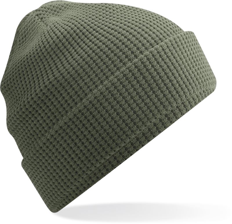 Levně Pletená bio čepice s vaflovým úpletem - olive green