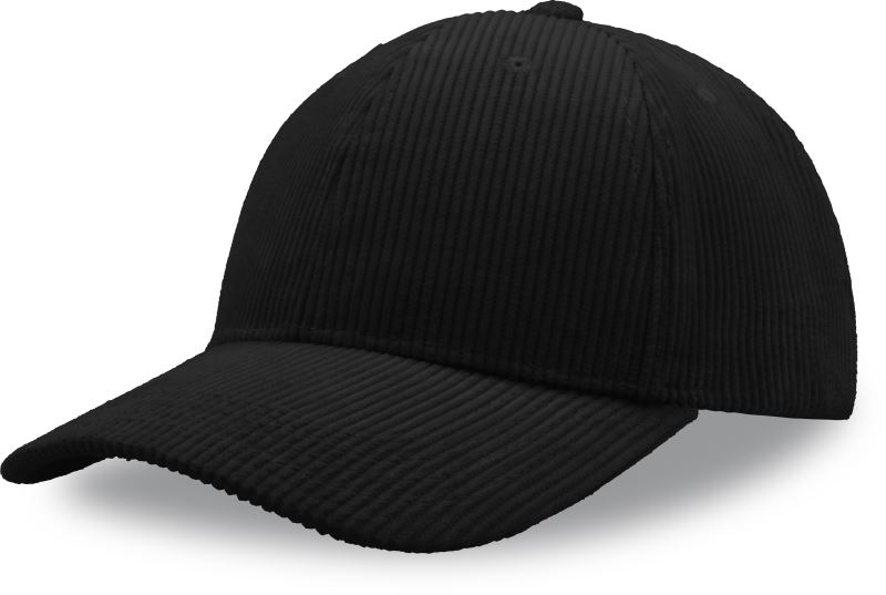 6 panelová manšestrová kšiltovka - black