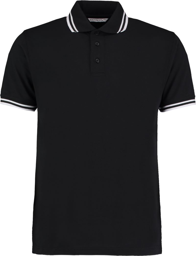 Levně Pánské kontrastní piqué polo - black/white
