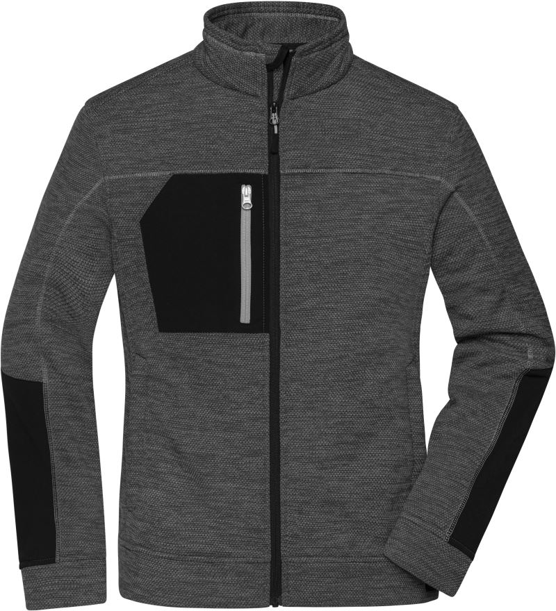 Levně Dámská pletená fleecová bunda - black melange/black/silver