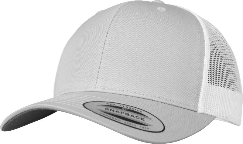 Levně 6 panelová vintage kšiltovka "Trucker" - silver/white