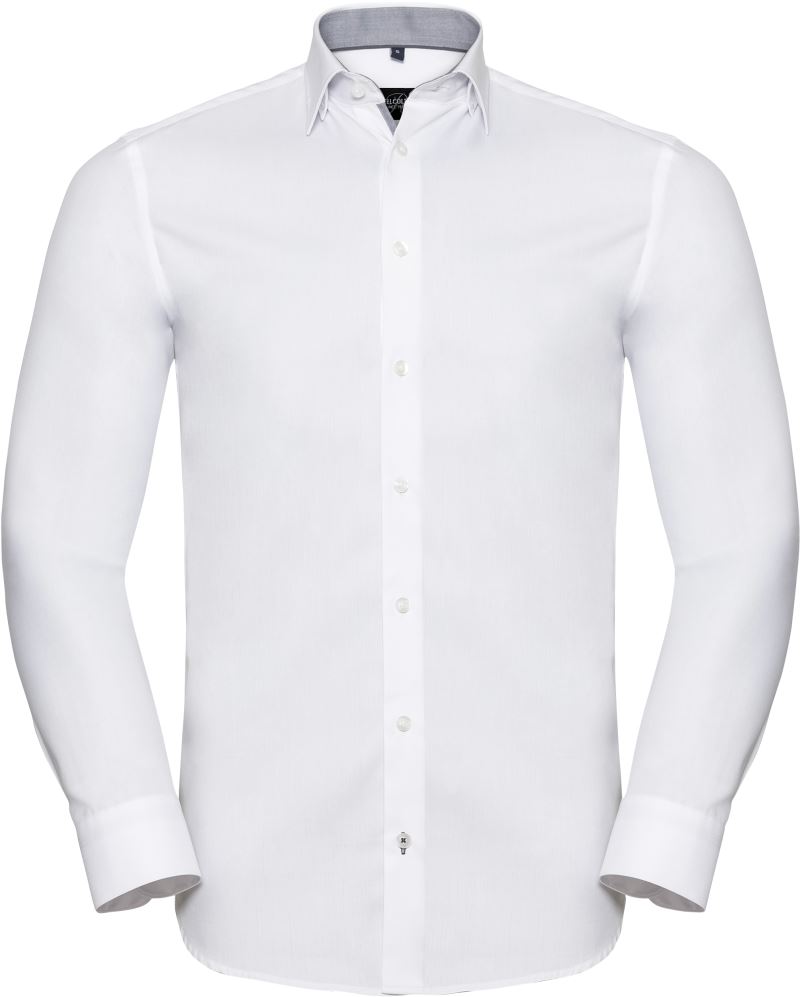 Levně Kontrastní košile s dl. rukávem, vzor rybí kost - white/silver/convoy grey