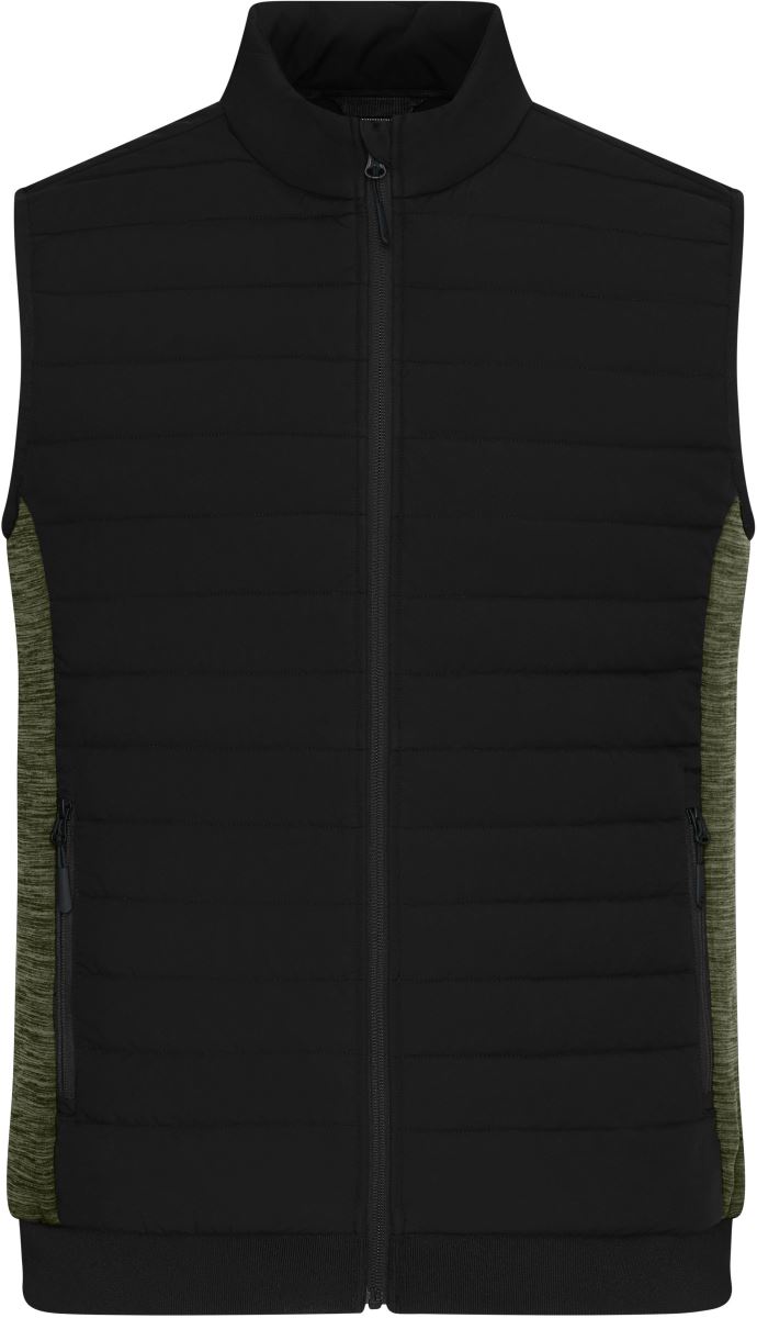 Levně Pánská vesta s podšívkou - black/olive melange