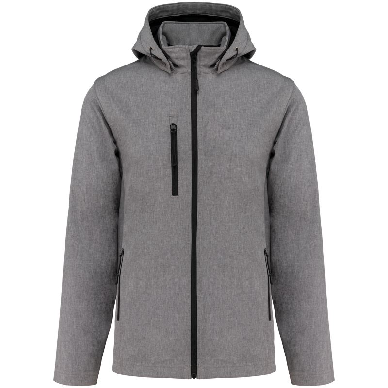 Levně Unisex 3-vrstvá softshellová bunda s kapucí - marl grey