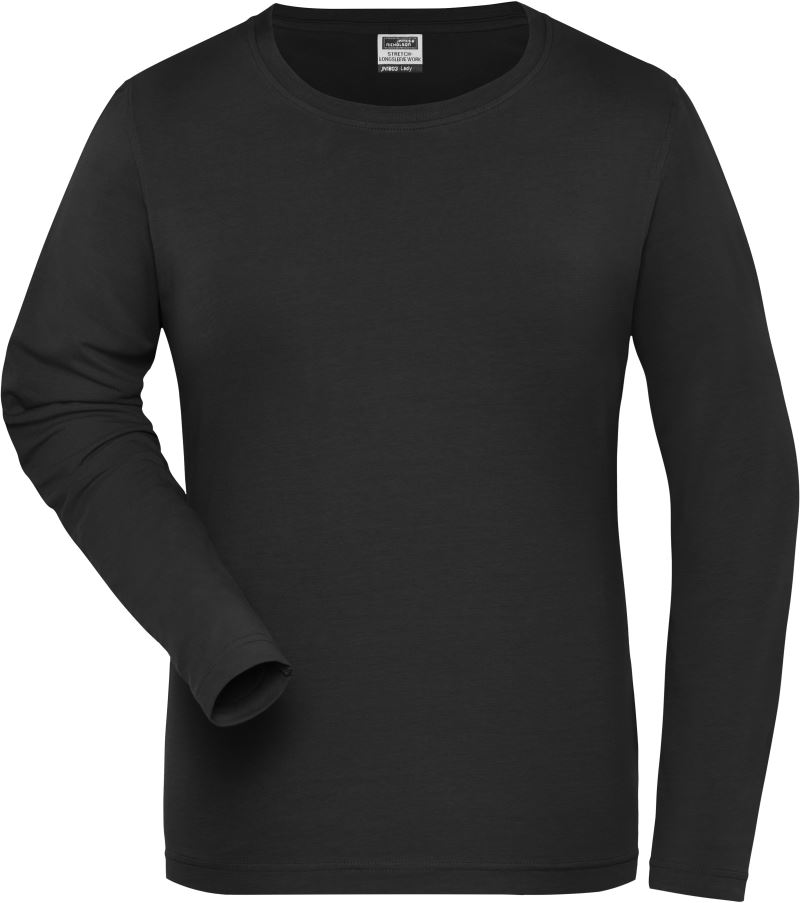 Levně Dámské pracovní elast. tričko, dl. rukáv - Solid - black