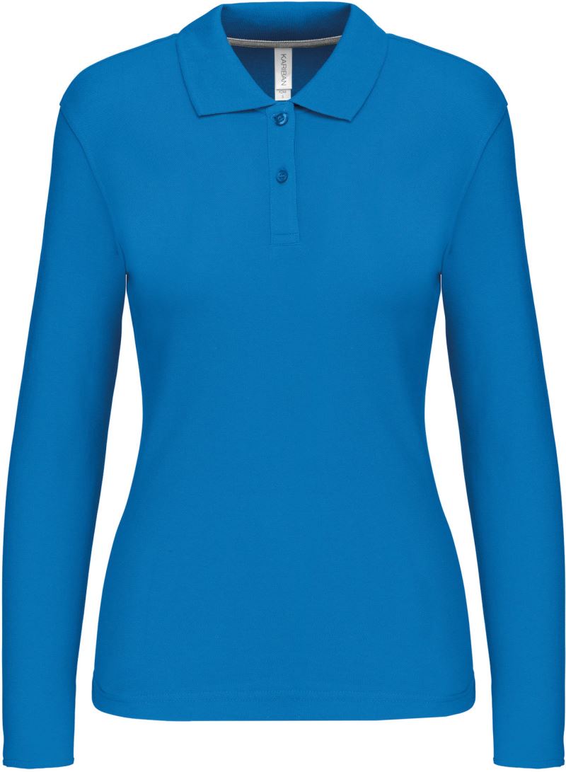 Levně Dámské piqué polo s dlouhým rukávem - tropical blue
