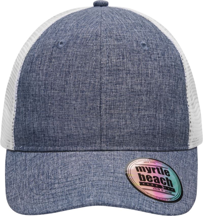 Levně 6 panelová síťovaná kšiltovka - navy melange/white