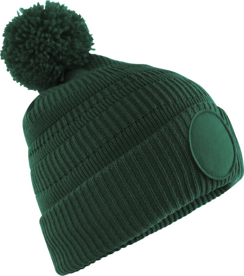 Levně Pletená čepice Patch "Fan" - bottle green