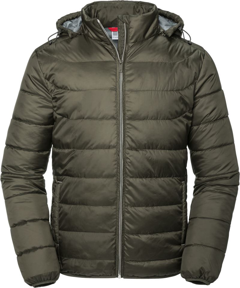Levně Pánská Nano bunda s kapucí - dark olive