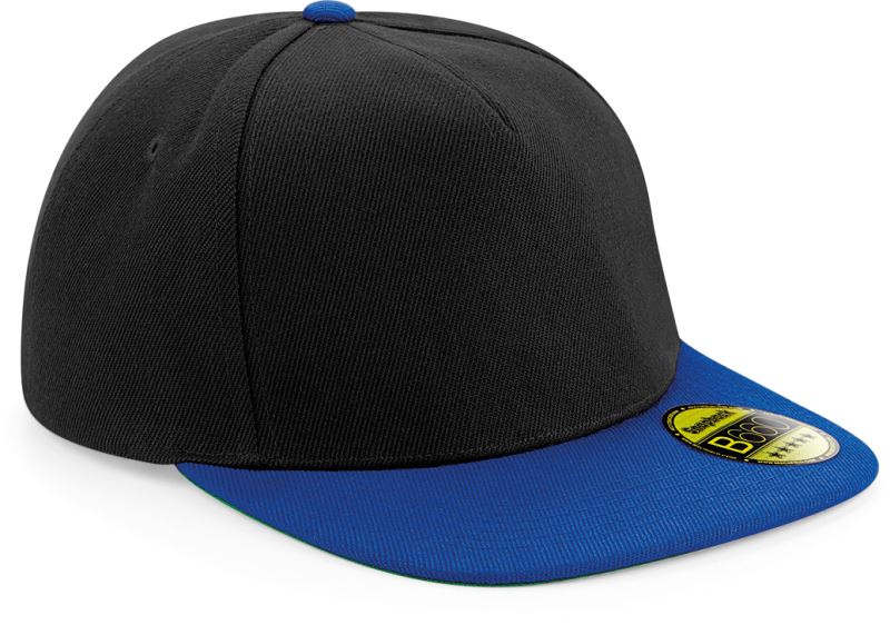 Levně 5 panelová kšiltovka s rovným kšiltem - black/bright royal