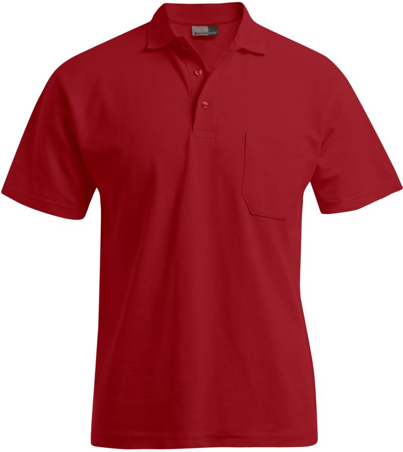 Levně Pánské polo s náprsní kapsou Heavy Piqué - fire red