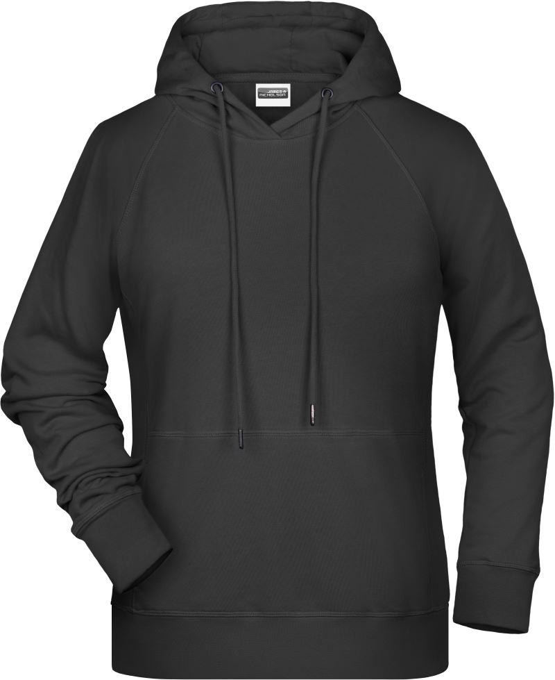 Levně Dámská raglánová mikina s kapucí - black