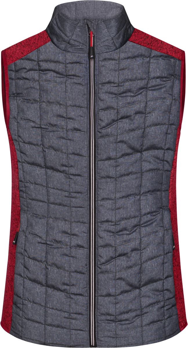 Levně Dámská pletená hybridní vesta - red melange/anthracite melange