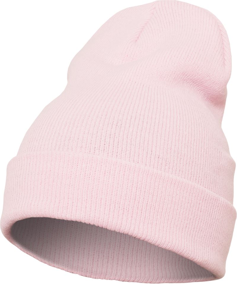 Levně Dlouhá pletená čepice - baby pink