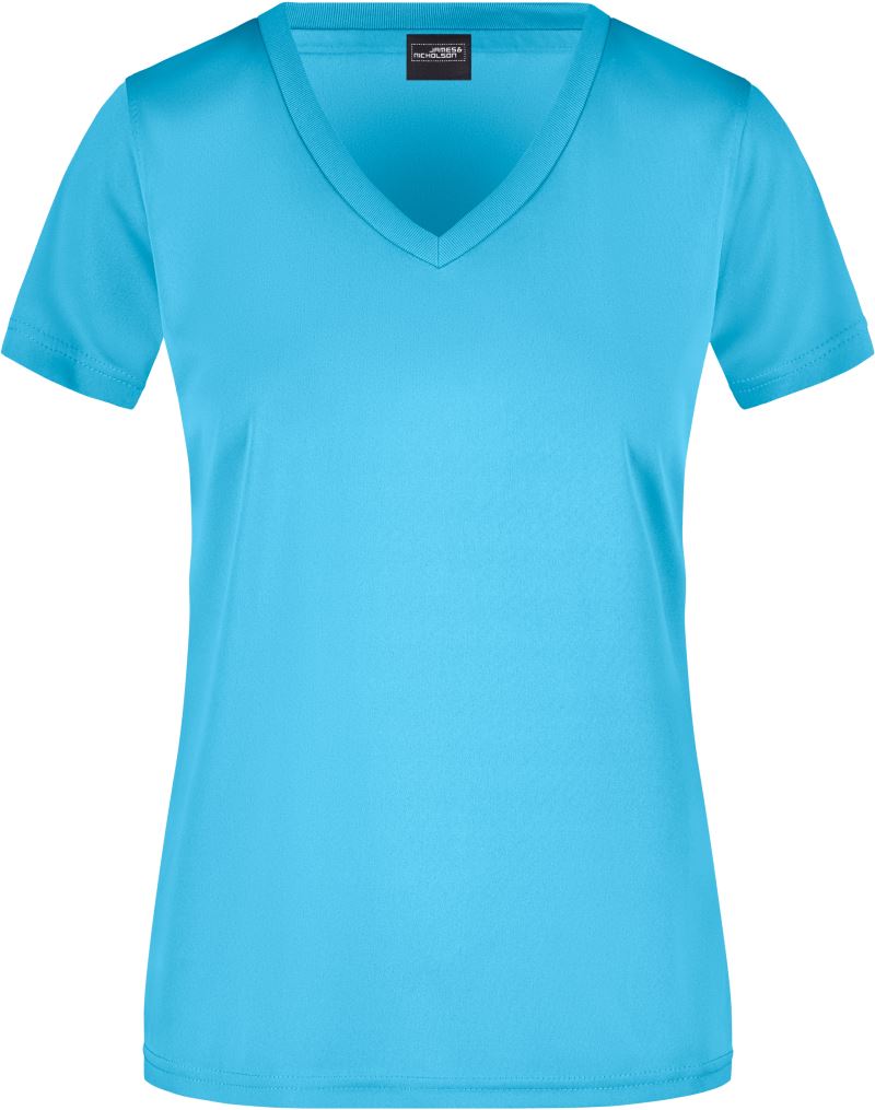 Levně Dámské sportovní tričko s výstřihem do V - turquoise