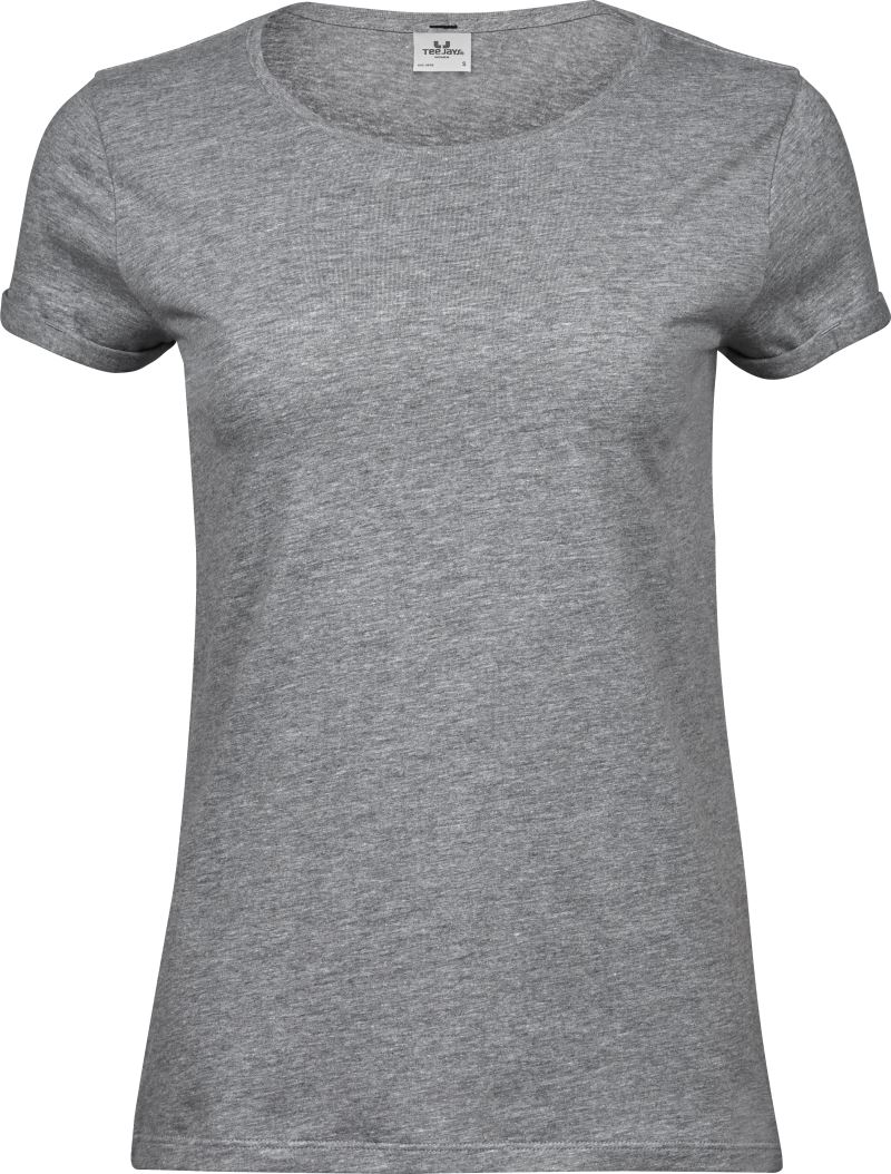 Levně Dámské tričko s rolovatelnými rukávy - heather grey