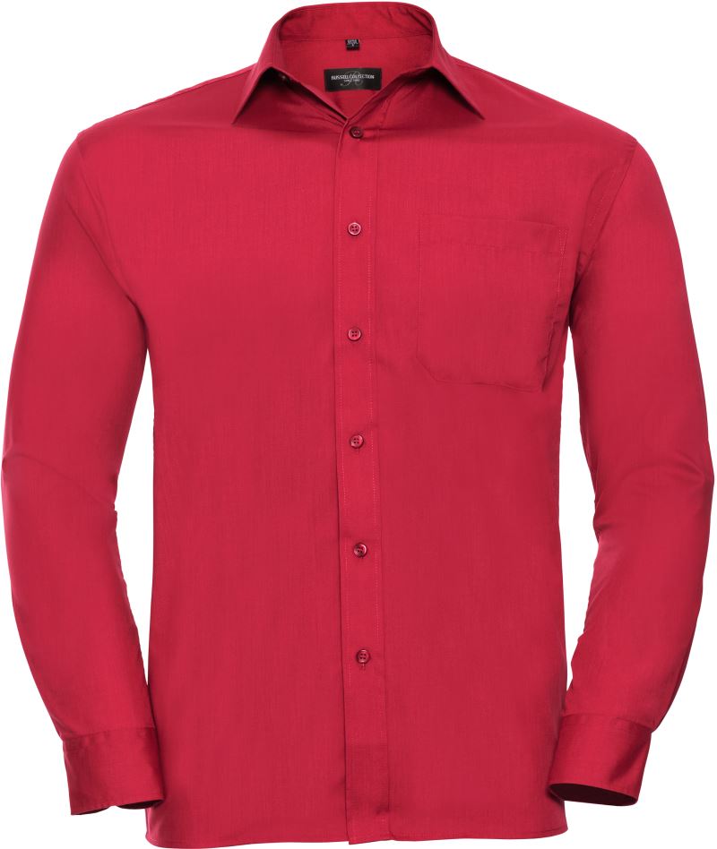 Levně Popelínová košile s dlouhým rukávem - classic red