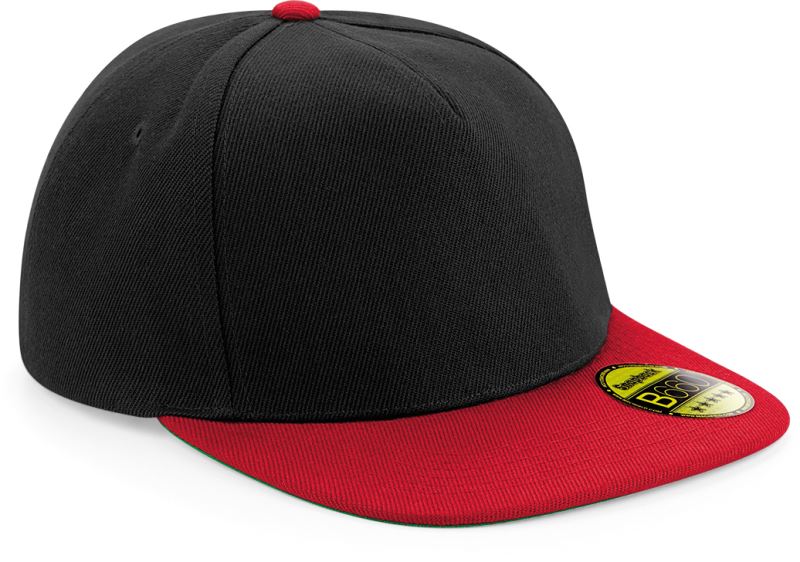 Levně 5 panelová kšiltovka s rovným kšiltem - black/classic red