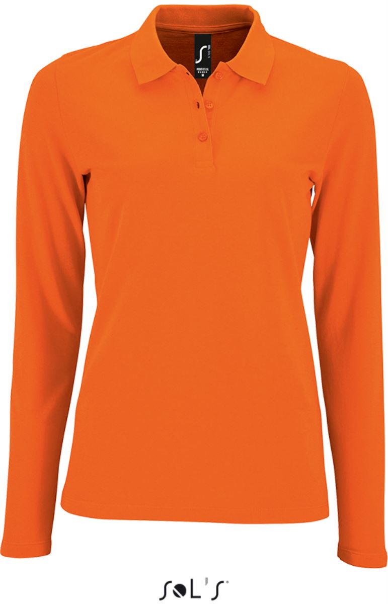 Levně Dámské piqué polo s dlouhým rukávem - orange