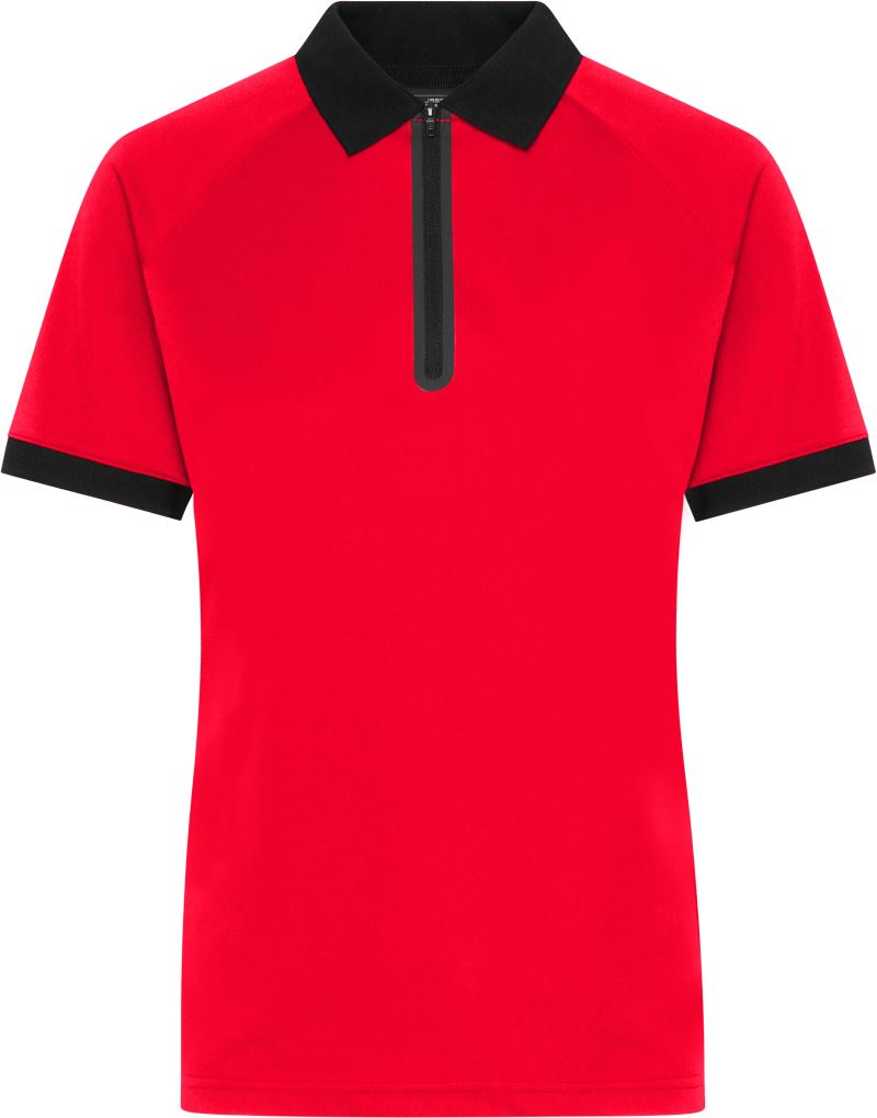 Levně Dámské piqué polo se zipem - light red/black