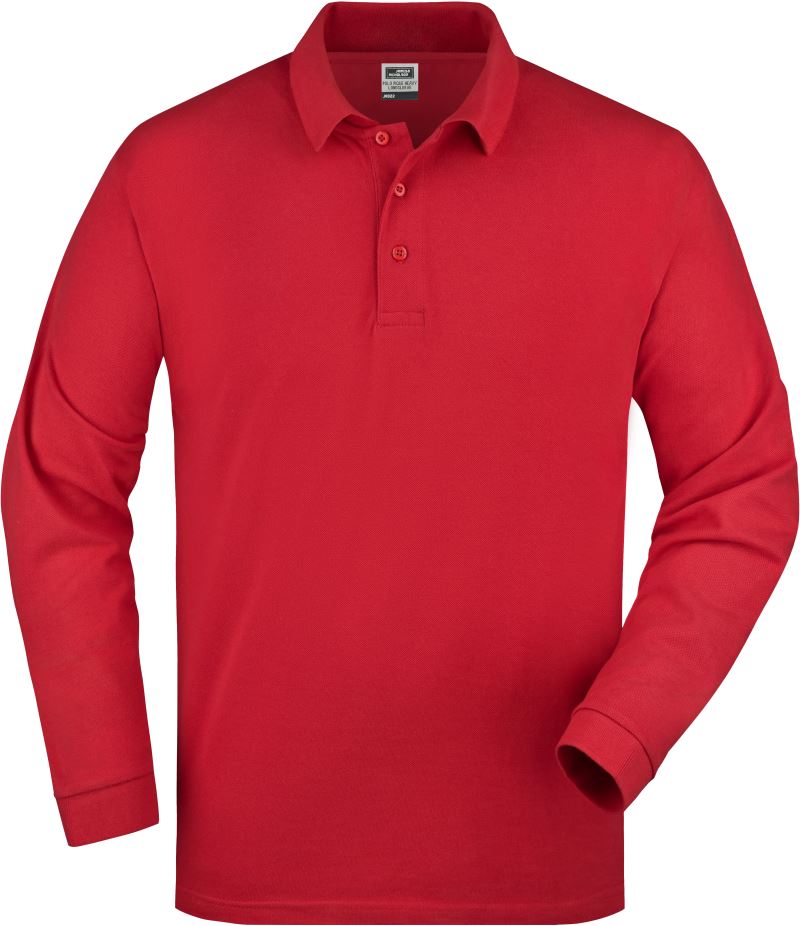 Levně Piqué polo s dlouhým rukávem z těžké bavlny - red