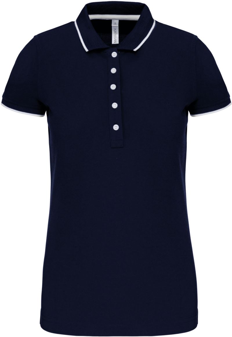 Levně Dámské kontrastní piqué polo - navy/white/red
