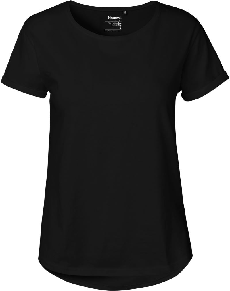 Levně Dámské bio tričko s ohrnutými rukávy - black